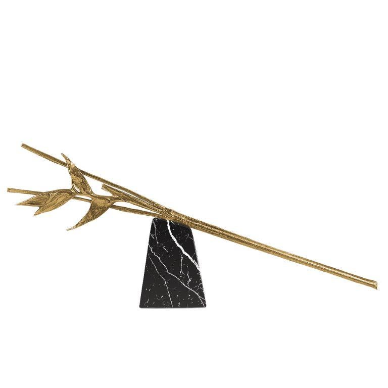 Fait main Escape – Sculptural Centerpiece in Nero Marquina Marble, Two-Piece Set en vente