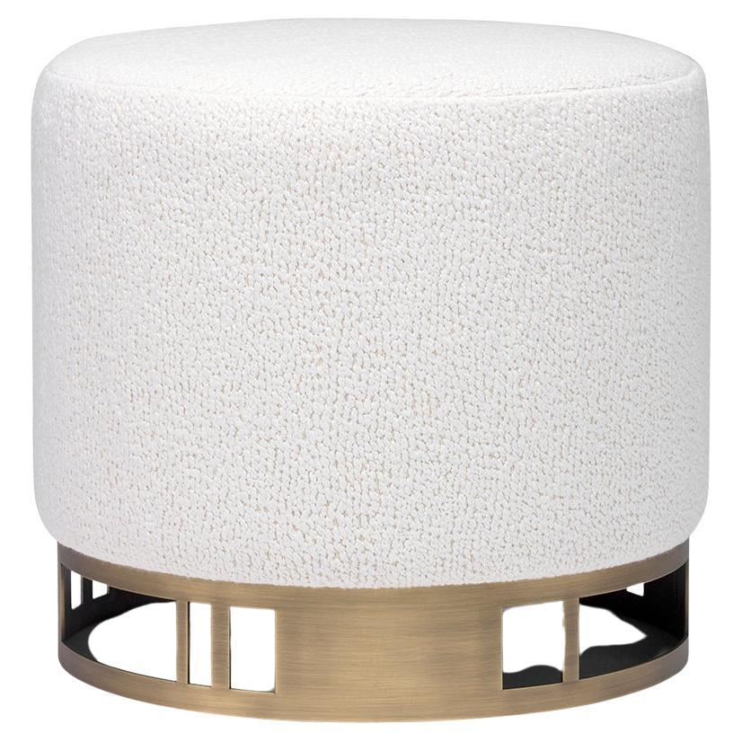 Block Pedestal, Limed Oak and Brass Details, Handcrafted in Portugal by