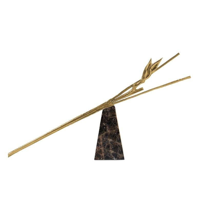 Organic Modern Escape – Two-Piece Sculptural Centerpiece in Emperador Marble For Sale
