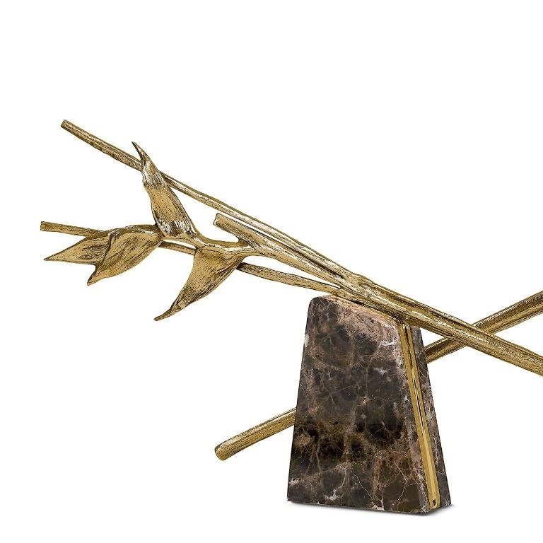 Hand-Crafted Escape – Two-Piece Sculptural Centerpiece in Emperador Marble For Sale