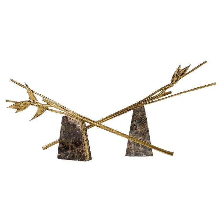 Escape – Two-Piece Sculptural Centerpiece in Emperador Marble For Sale