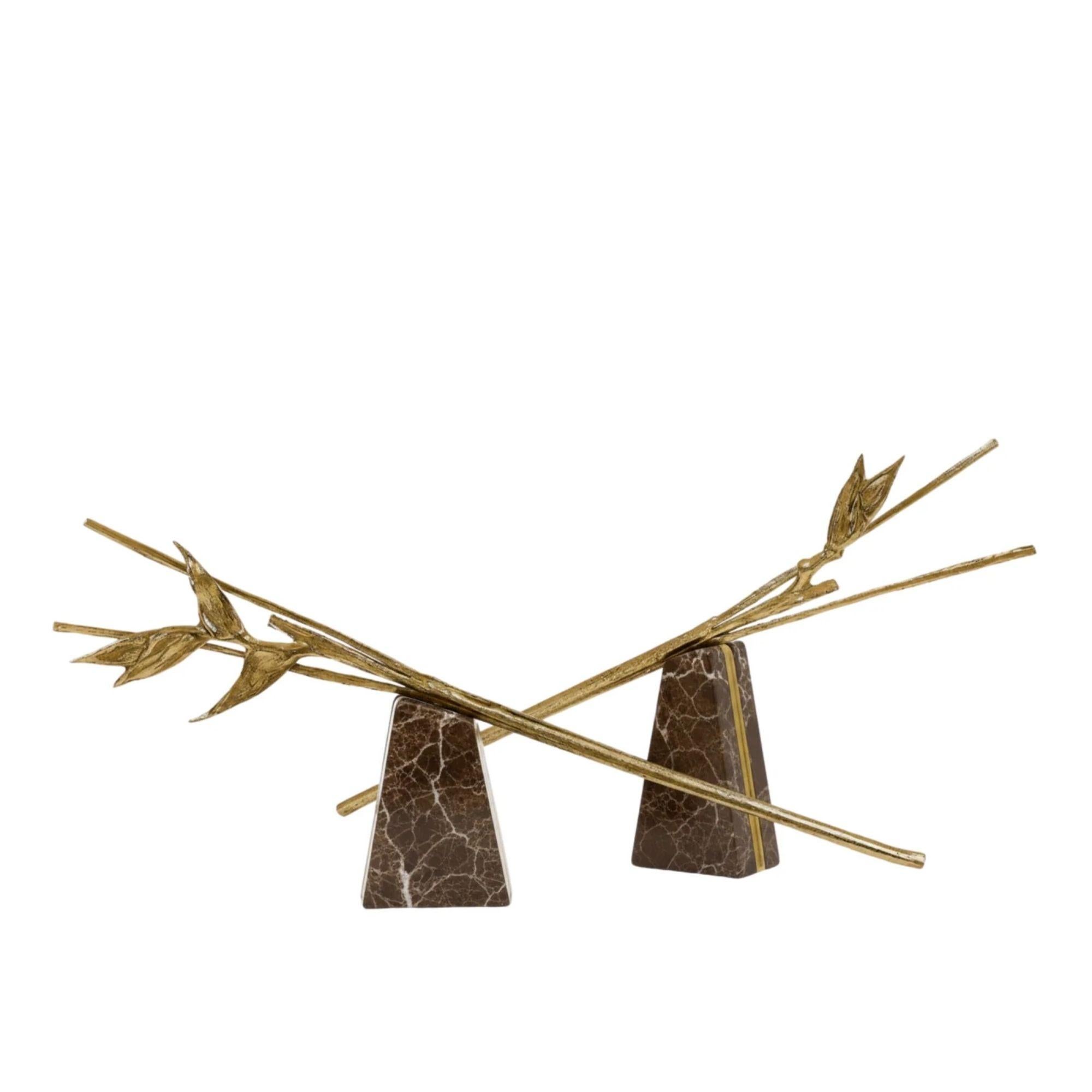 Escape – Two-Piece Sculptural Centerpiece in Emperador Marble For Sale