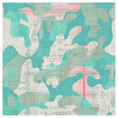 Escape, Watermelon Color-Way, on Pearl Smooth Vinyl Wallpaper