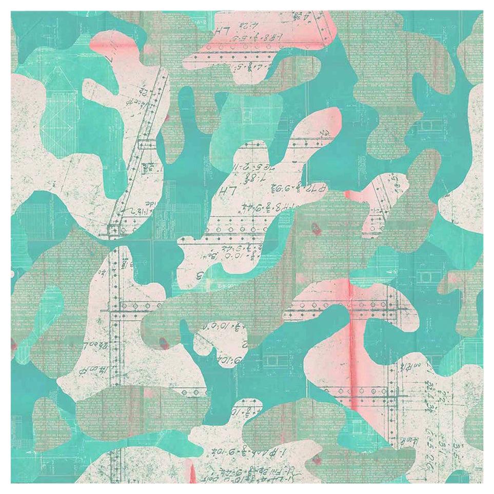 Escape, Watermelon Color-Way, on Pearl Smooth Vinyl Wallpaper For Sale