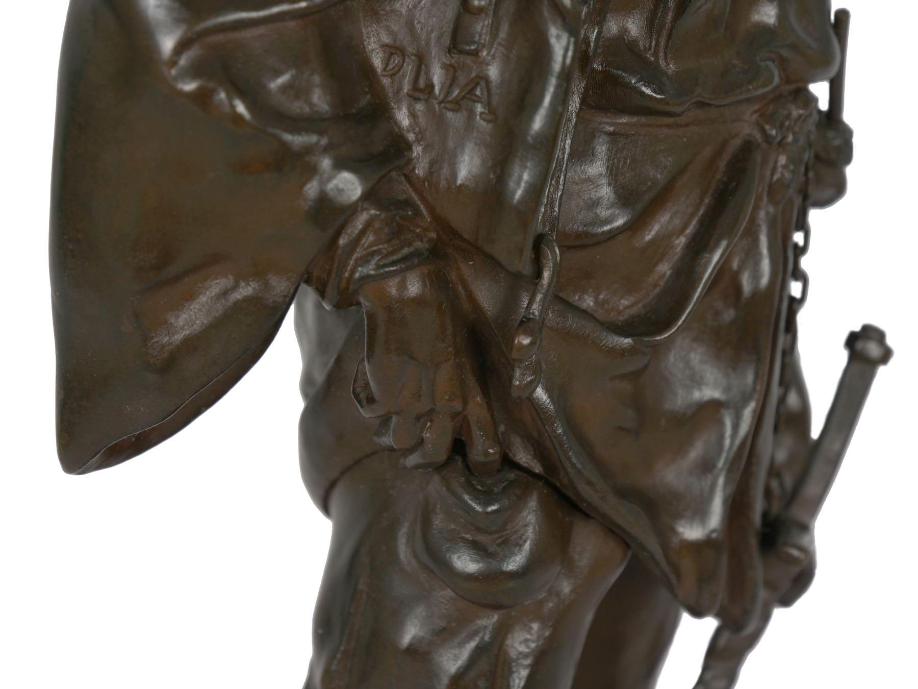 “Escholier, 14th Siècle” Antique French Bronze Sculpture by Emile Picault 15