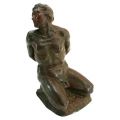 "Esclave" Escultura masculina desnuda de terracota de R.Brageu