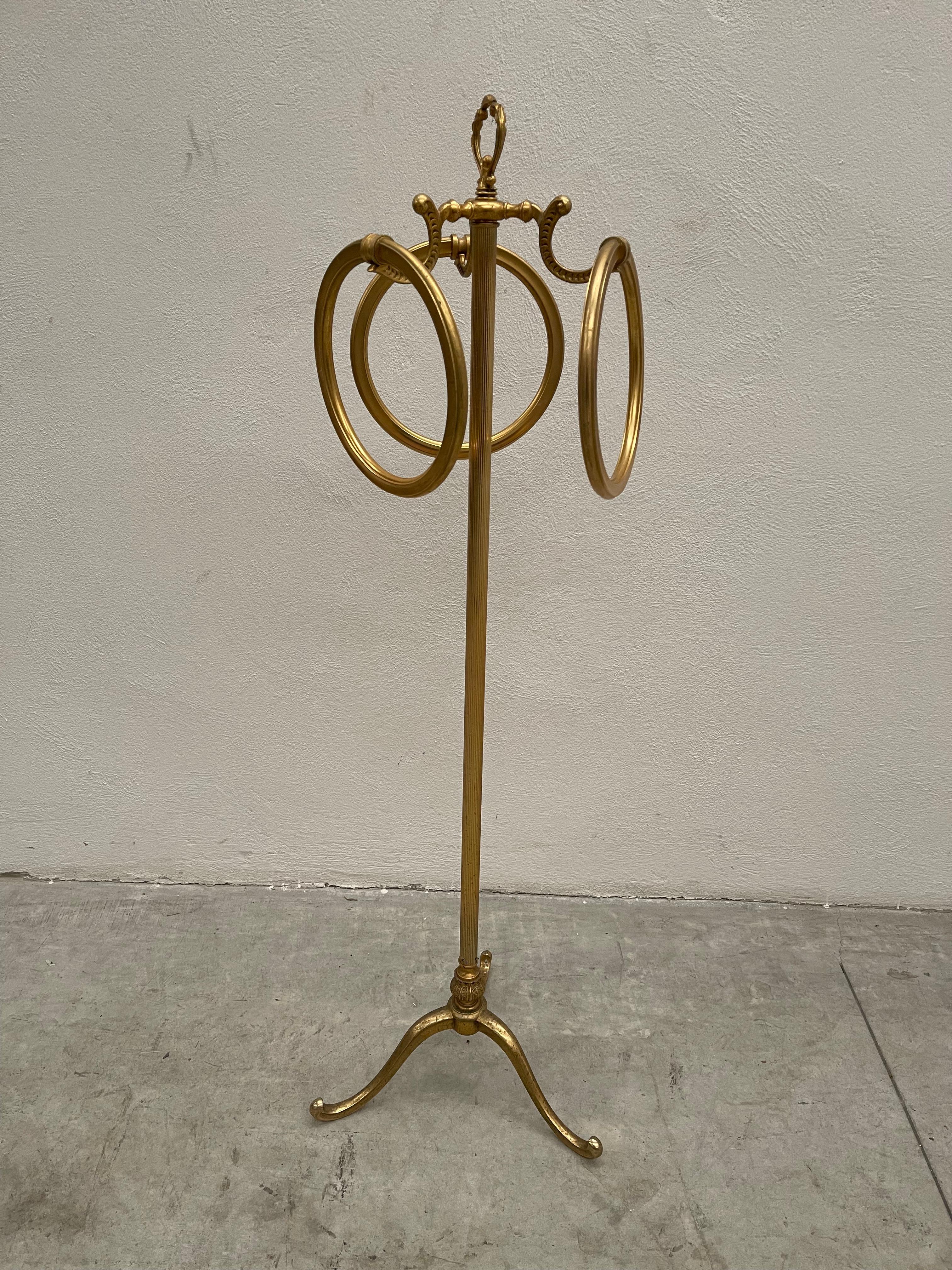 Other Exclusive gold-plated brass floor towel rack For Sale