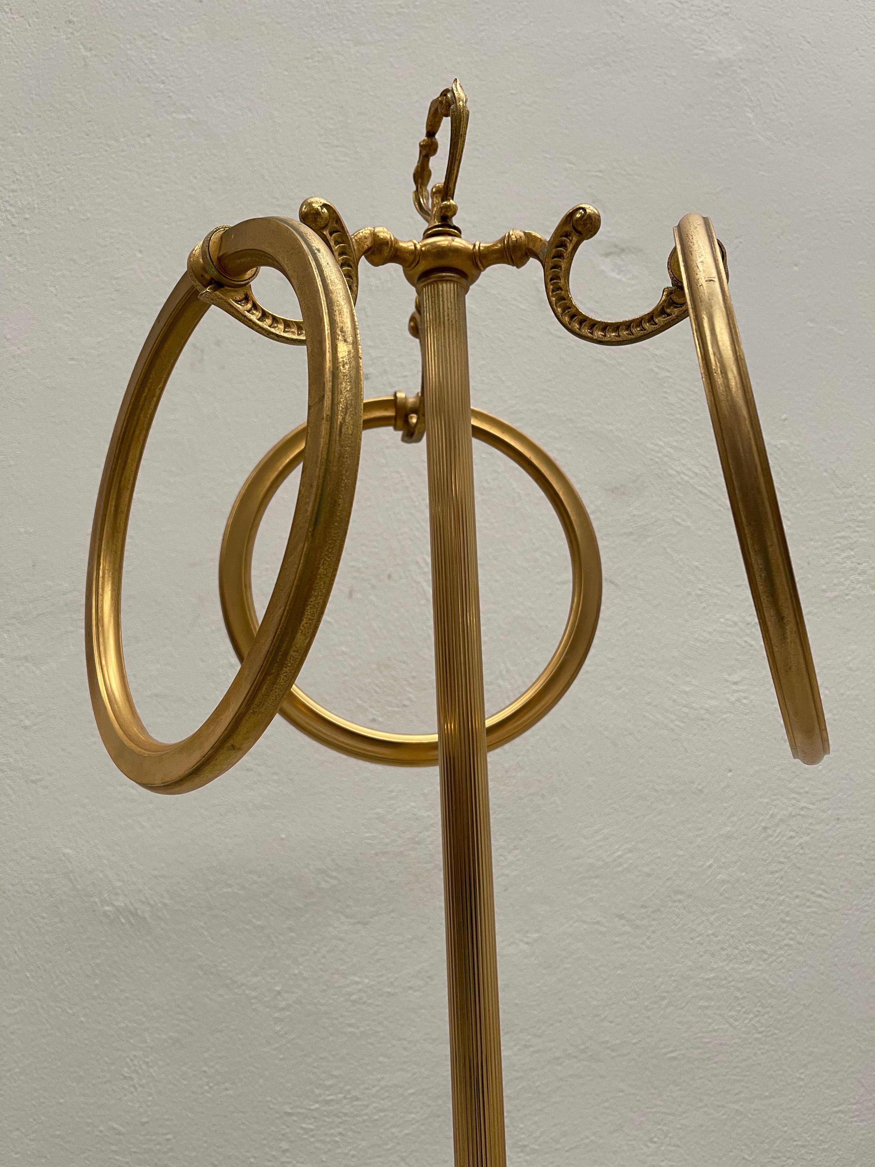 Late 20th Century Exclusive gold-plated brass floor towel rack For Sale