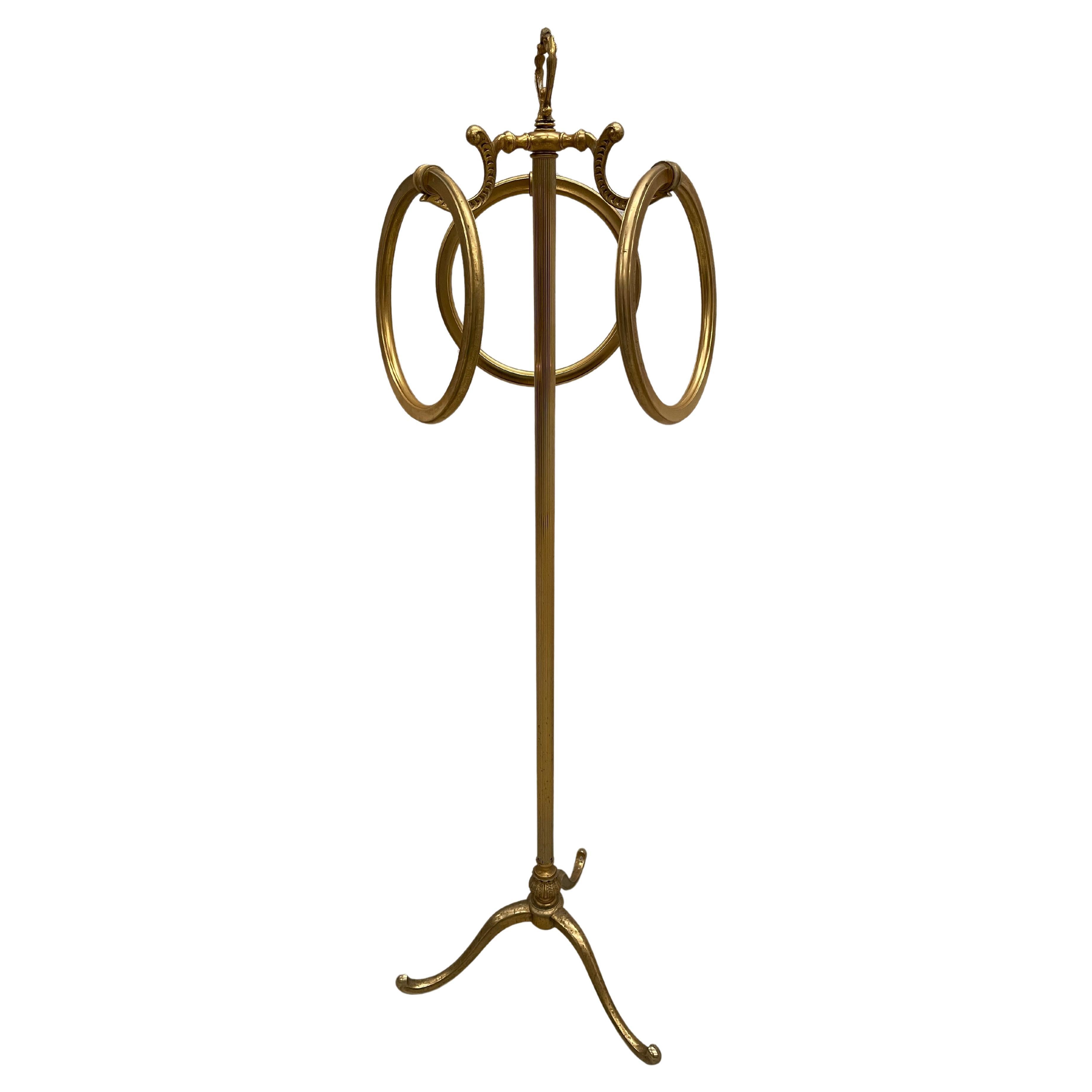 Exclusive gold-plated brass floor towel rack For Sale