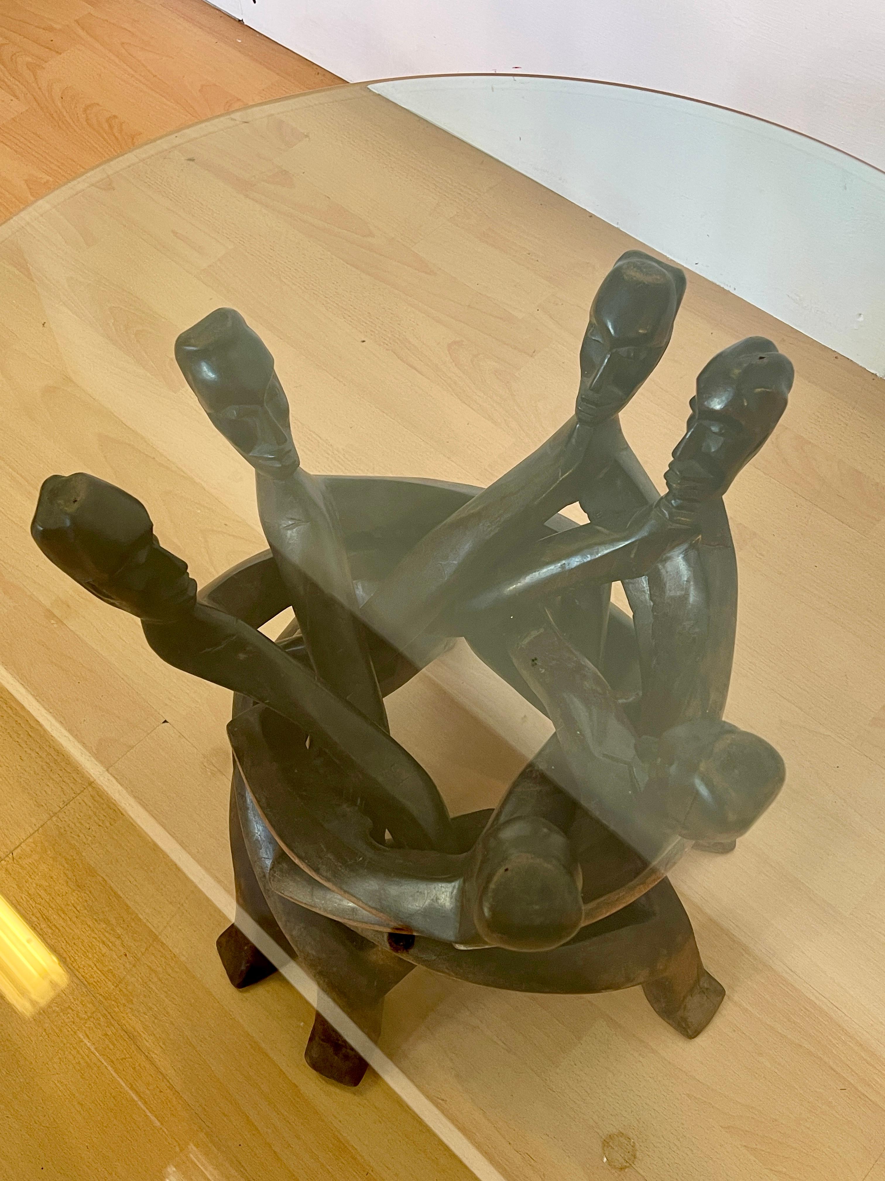 Hand-Crafted Exclusive African wood coffee table from the 1950s For Sale