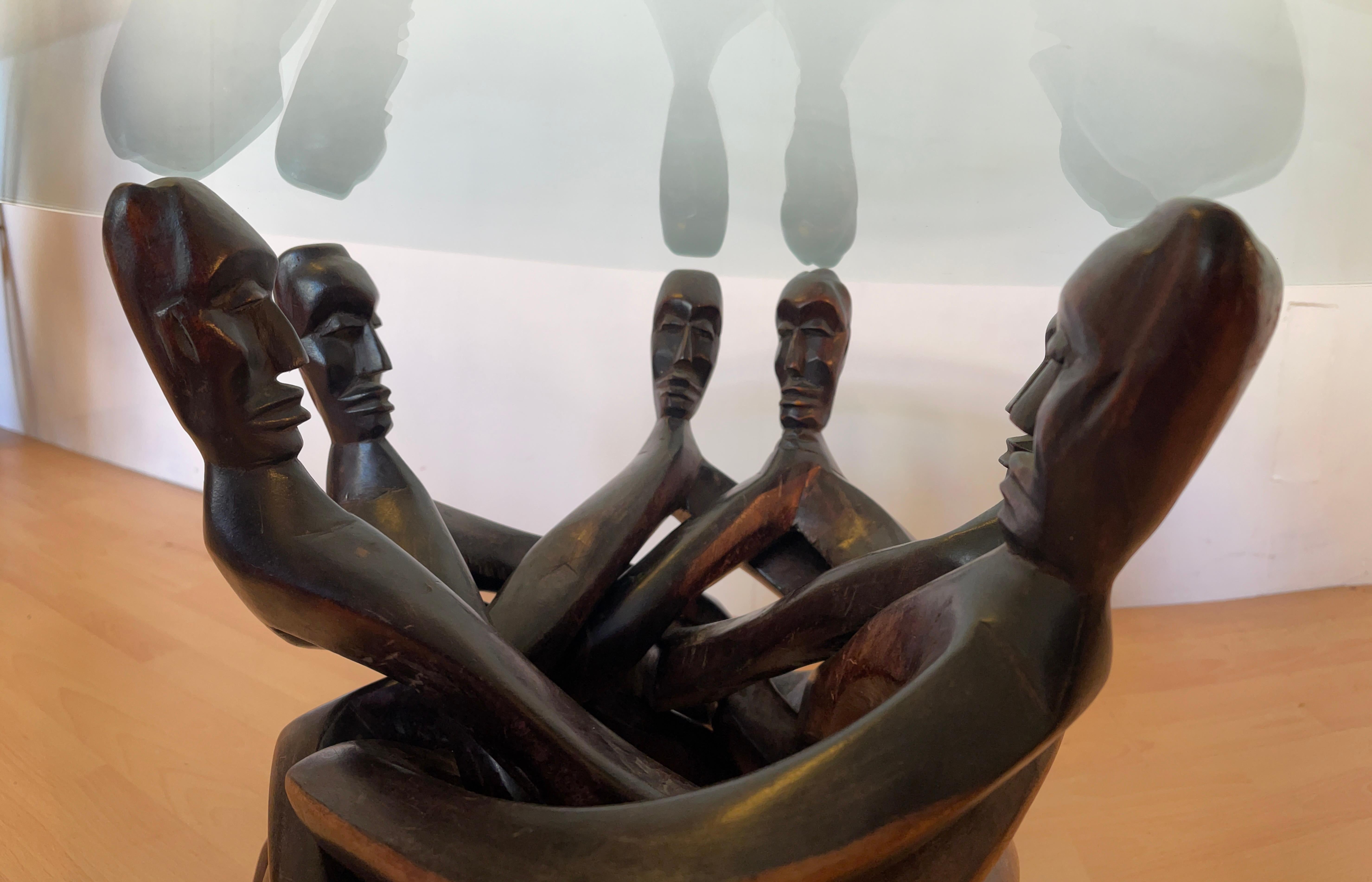 Mid-20th Century Exclusive African wood coffee table from the 1950s For Sale
