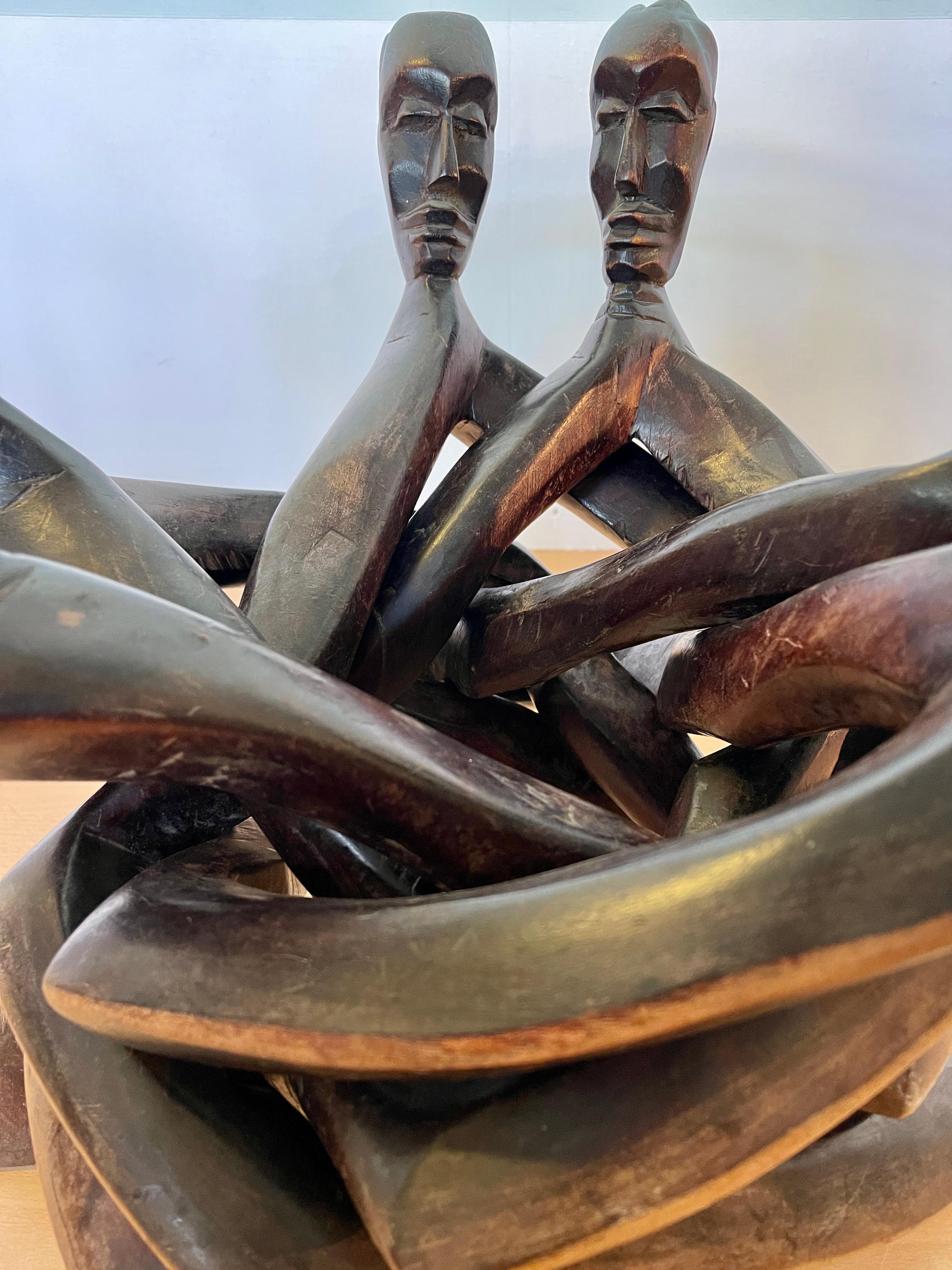 Wood Exclusive African wood coffee table from the 1950s For Sale