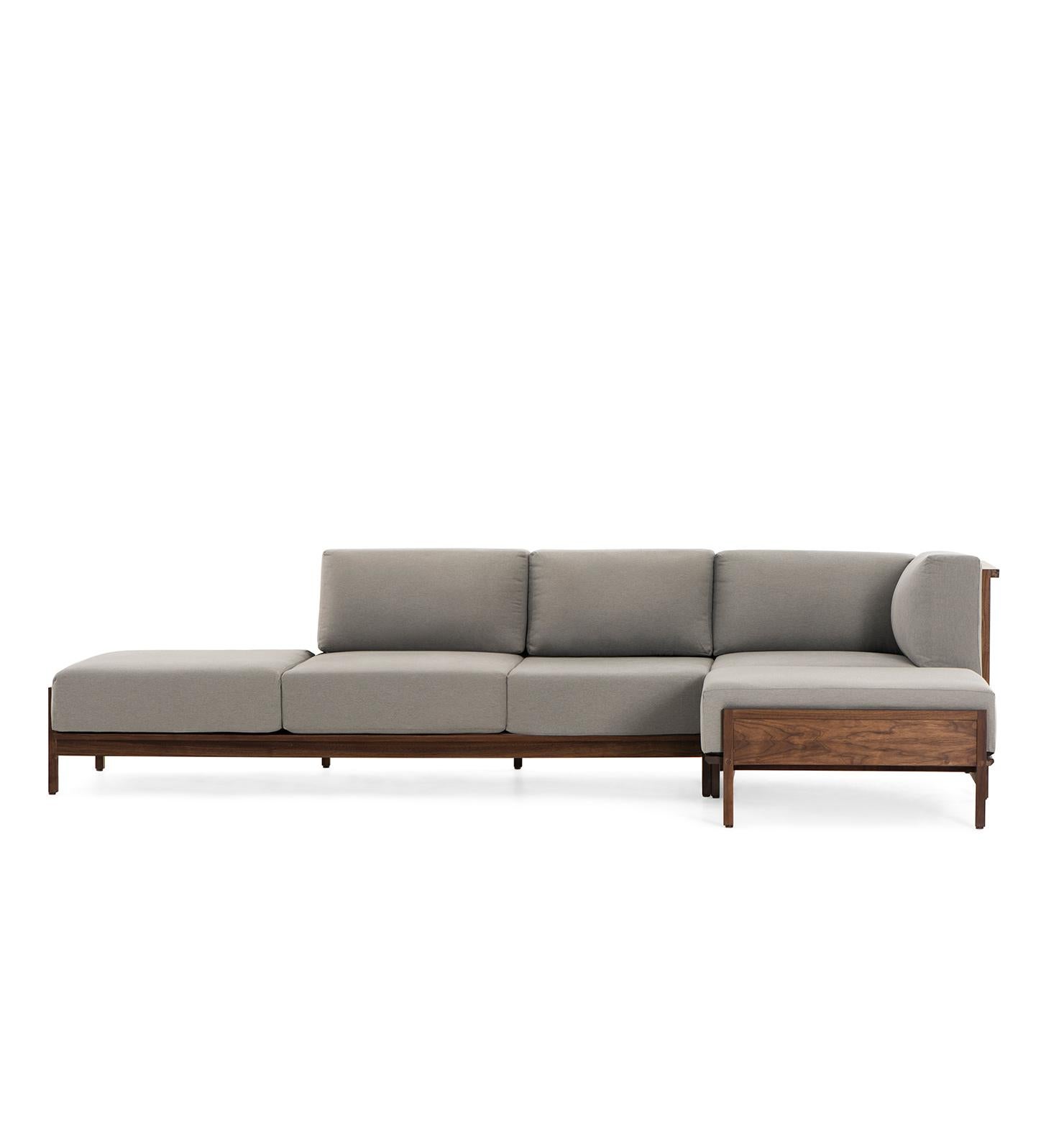 Introducing the Escuadra Confort, a natural and inevitable evolution of the CONFORT sofas and ottomans. This remarkable piece combines solid wood structures with a soft cushioning system, creating a perfect balance of comfort and style. The Escuadra