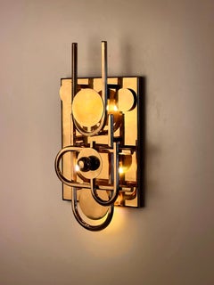 Escudo Royal Sculptural Brass Wall Sconce, Mid-Century Modern Design