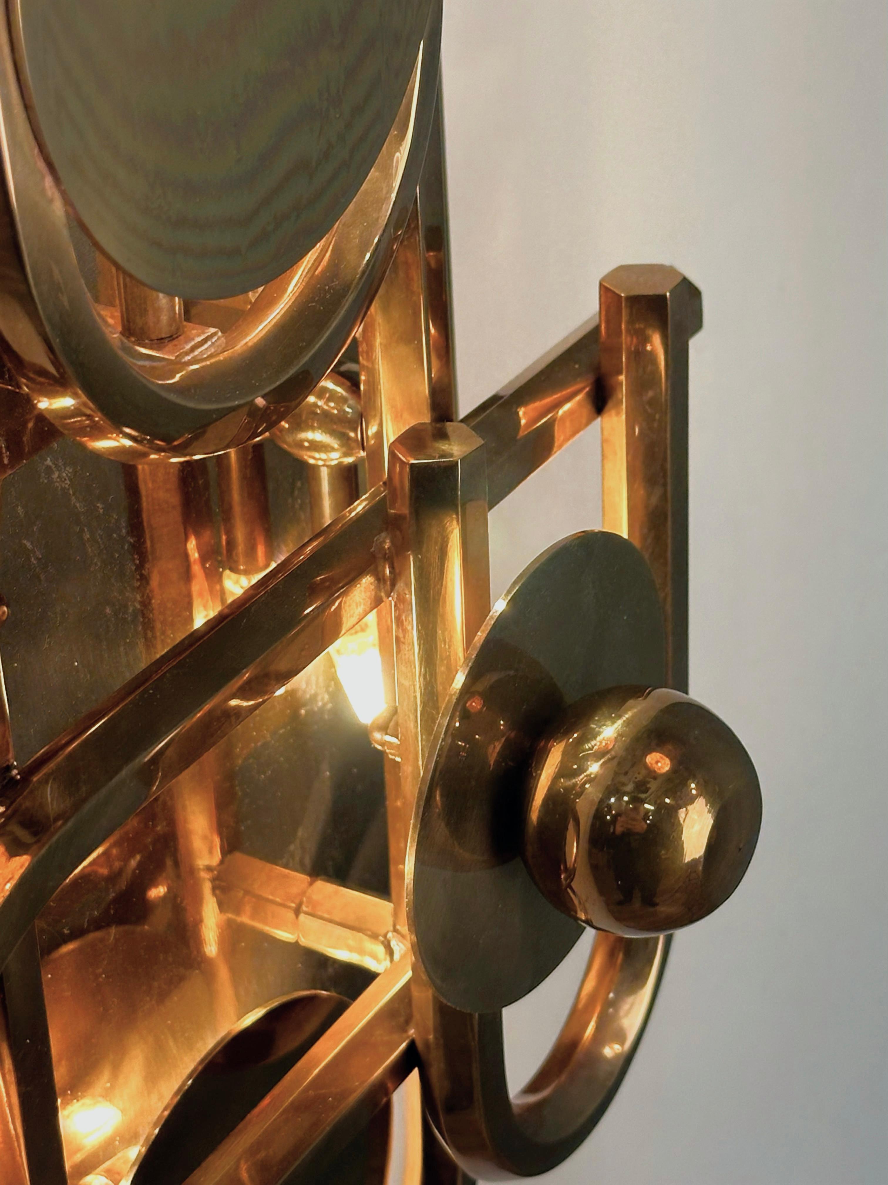 Turkish Escudo Royal Sculptural Brass Wall Sconce For Sale
