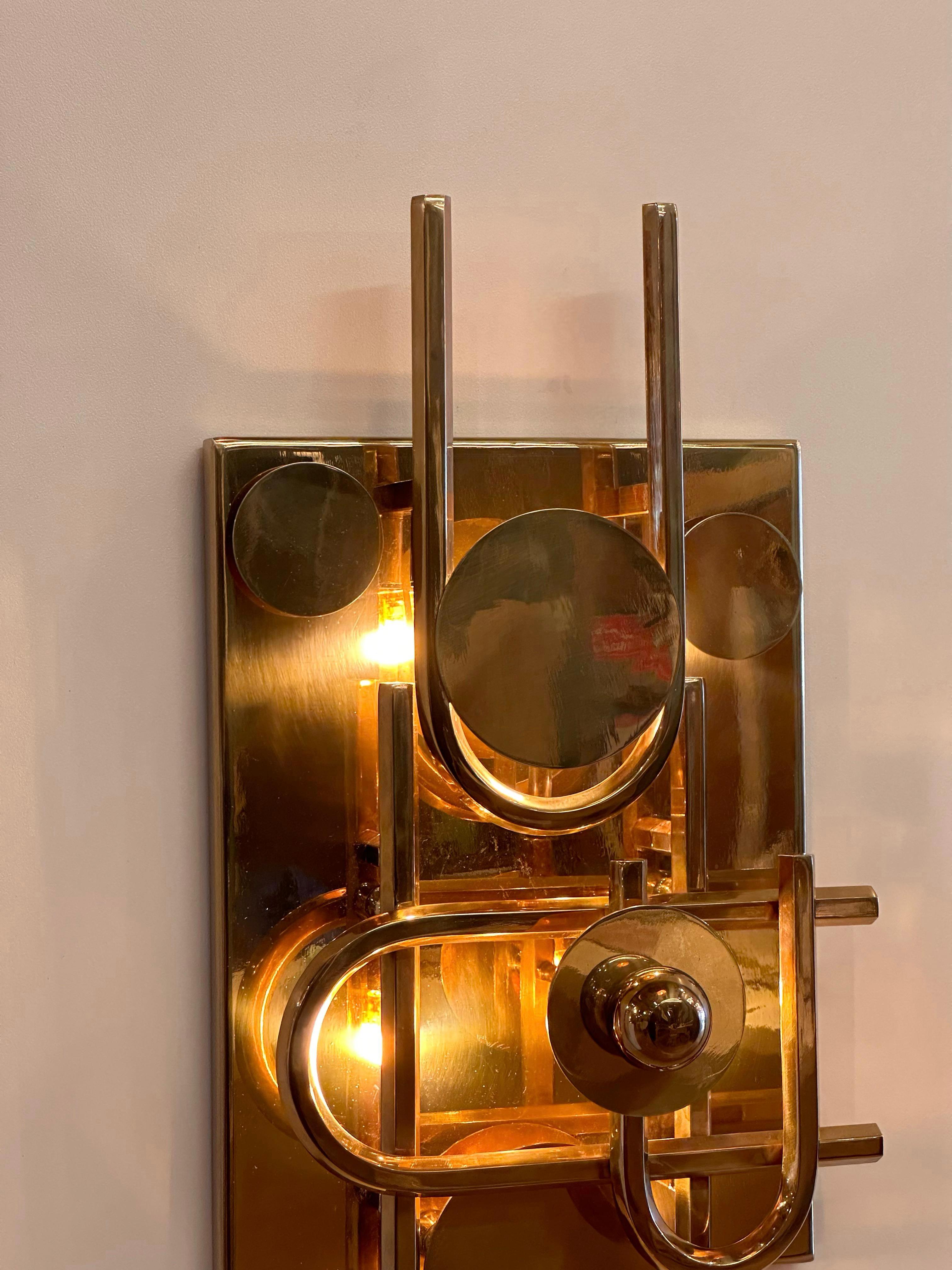 Contemporary Escudo Royal Sculptural Brass Wall Sconce For Sale