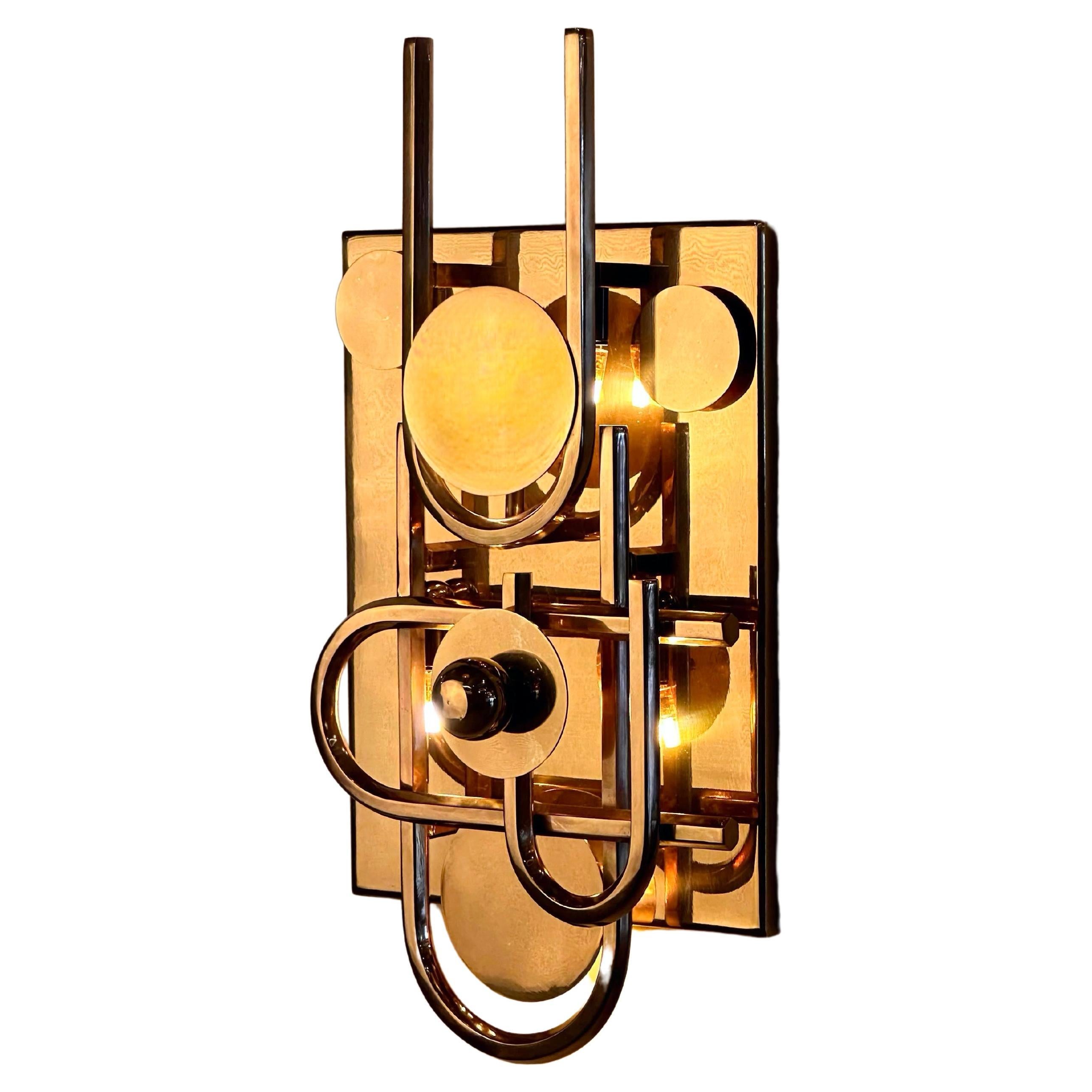 Escudo Royal Sculptural Brass Wall Sconce For Sale