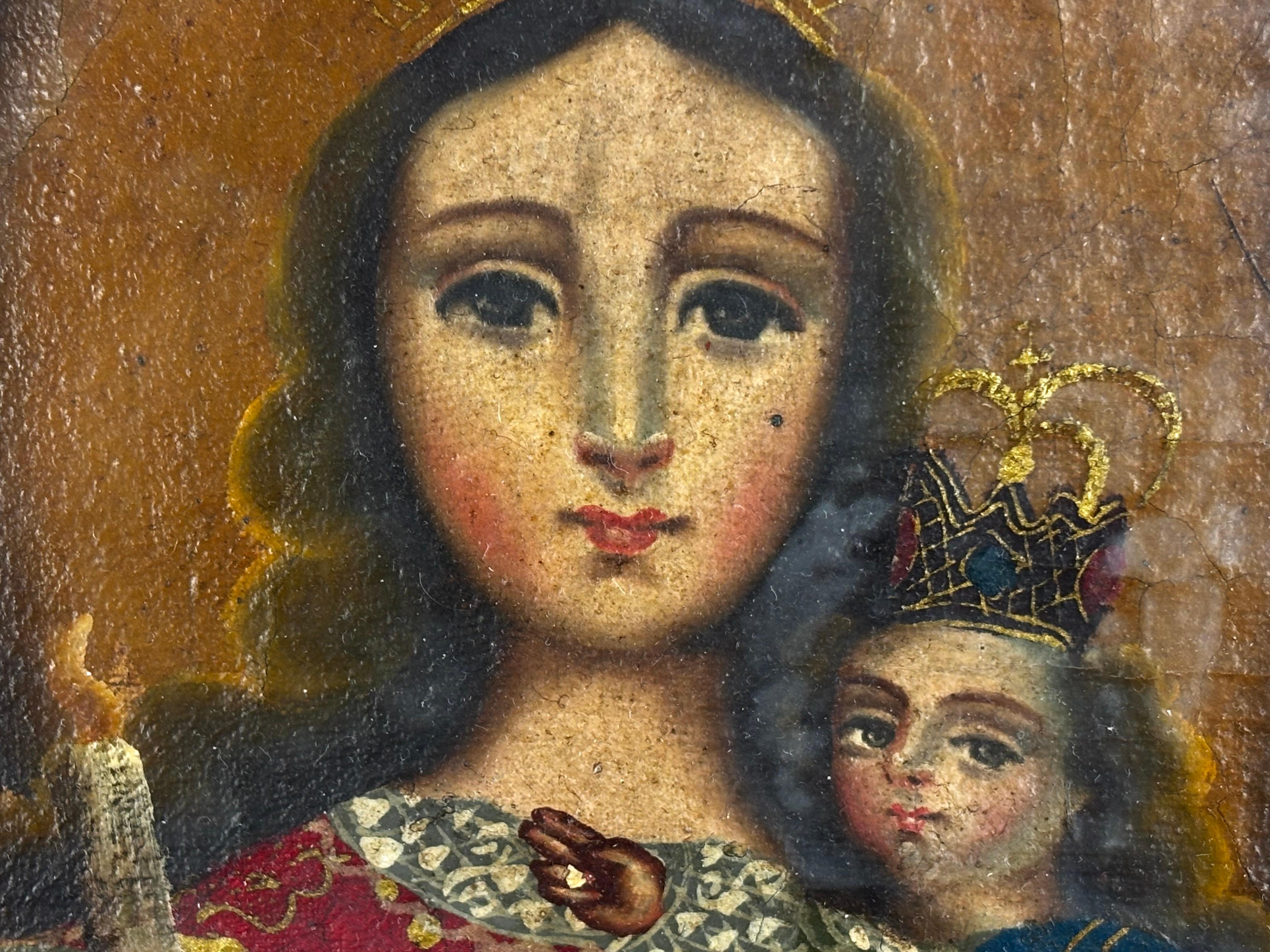 Virgen con niño - óleo sobre tela. For Sale 9