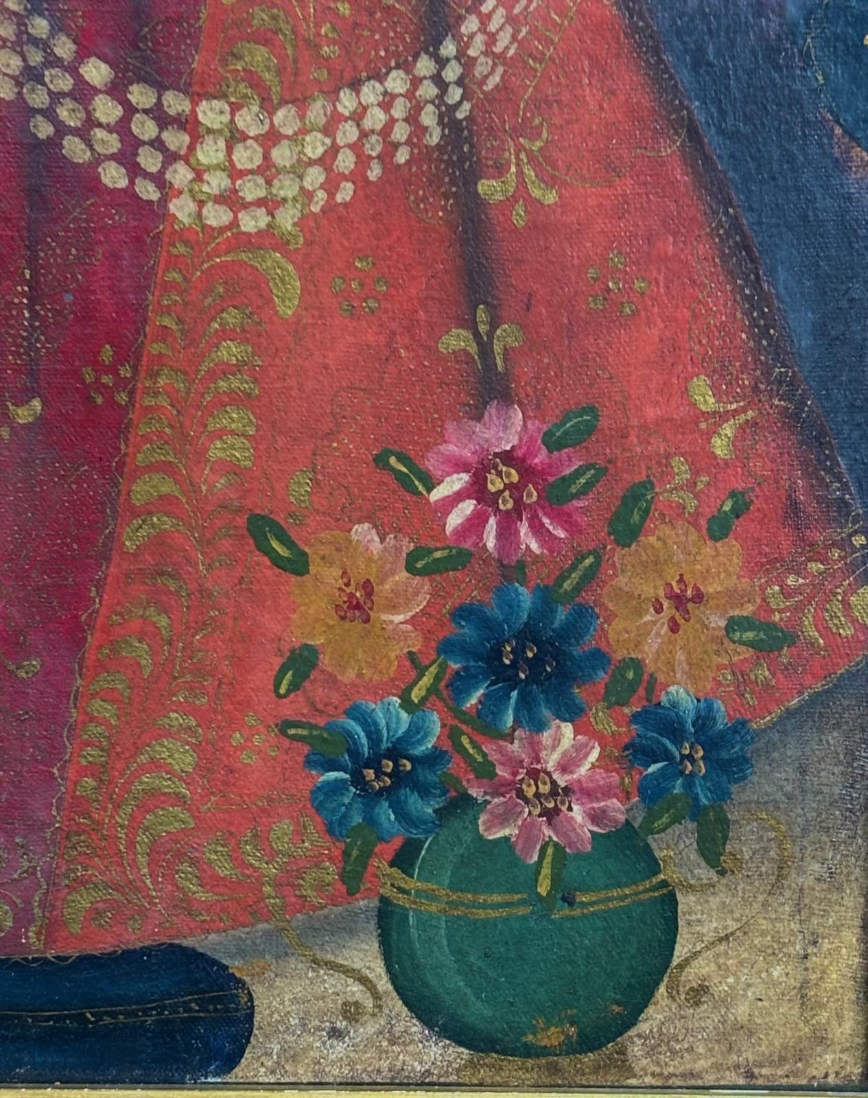 Virgen con niño - óleo sobre tela. in vendita 1