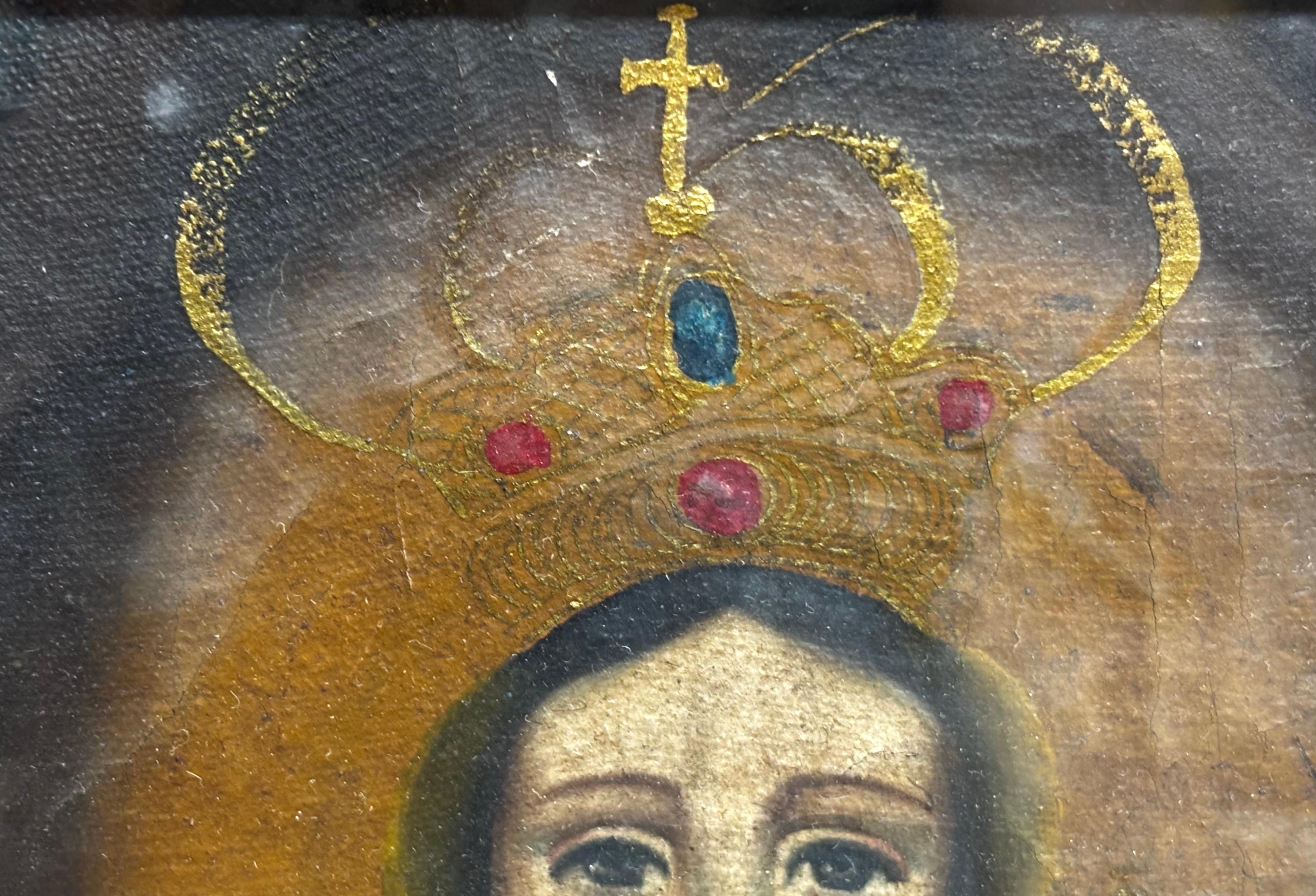 Virgen con niño - óleo sobre tela. For Sale 3