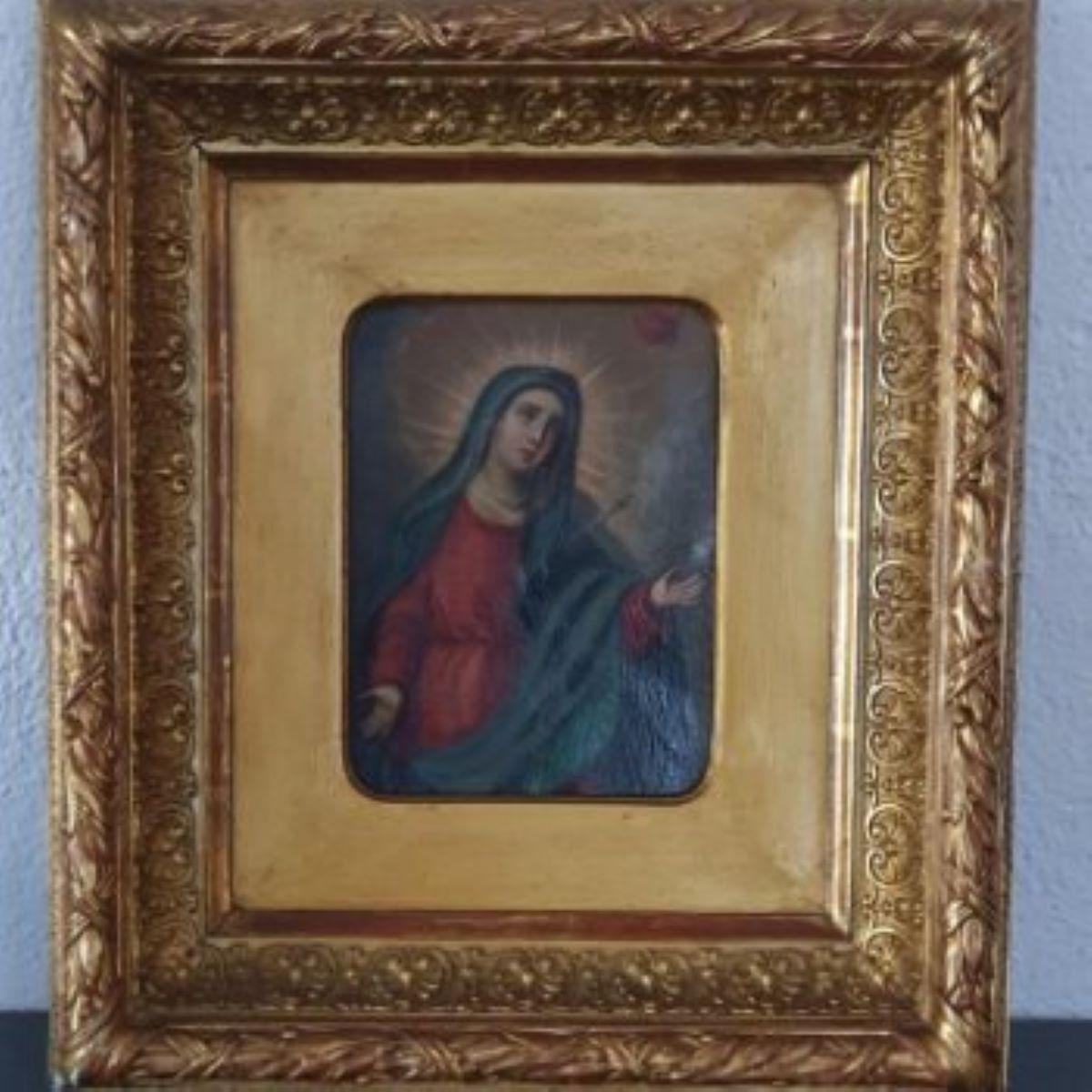 18th Century Spanish Oil on Copper — Virgin Dolorosa