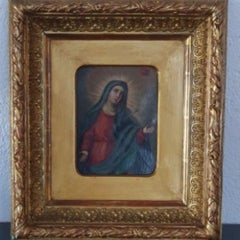 Olio su rame spagnolo del XVIII secolo - Vergine Dolorosa