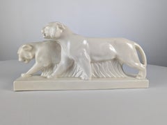 Escultura animal Art Deco de leones, 1920s
