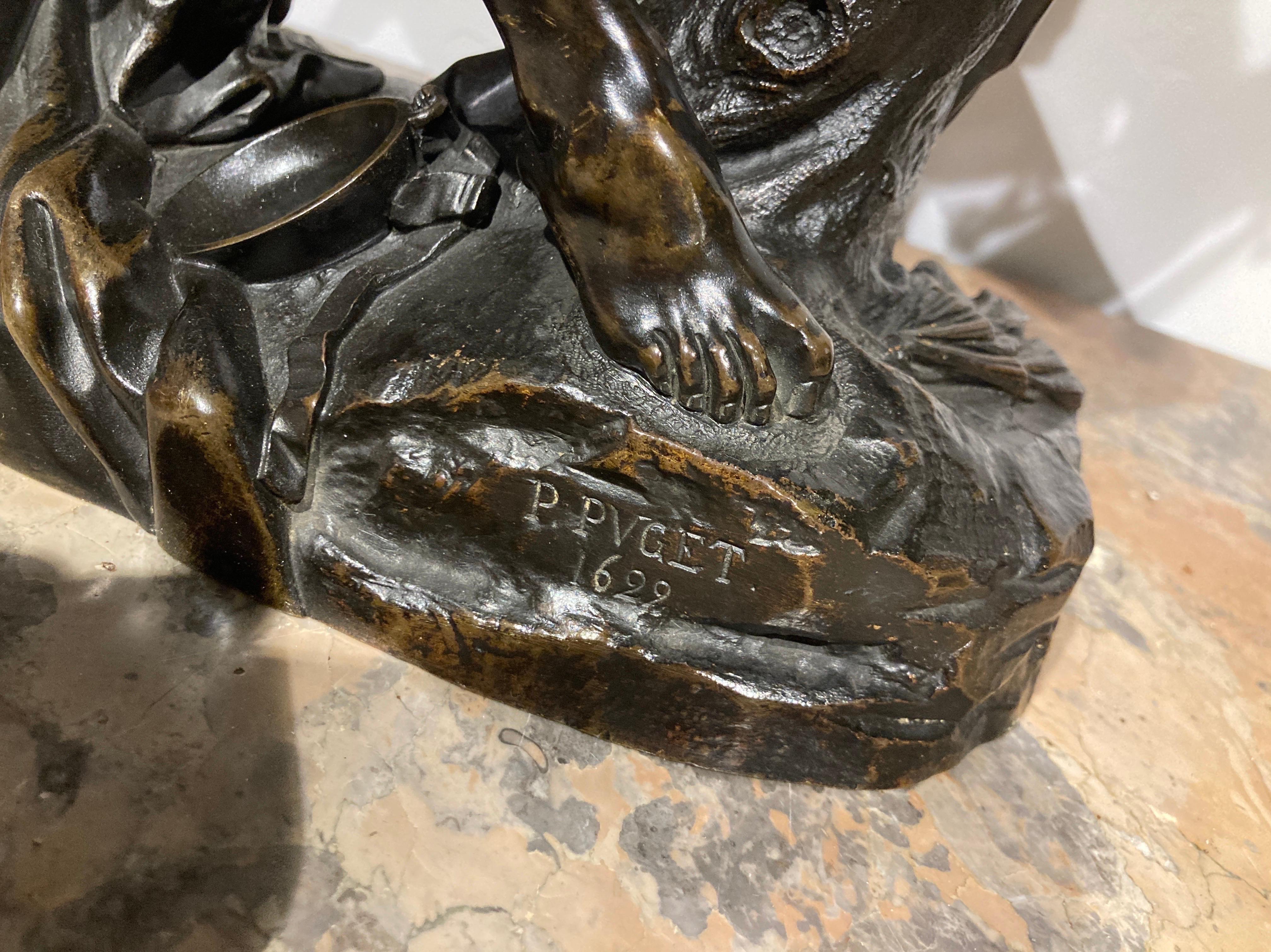 Escultura Bronce de Milon de Crotona de Pierre Puget In Excellent Condition For Sale In Madrid, ES