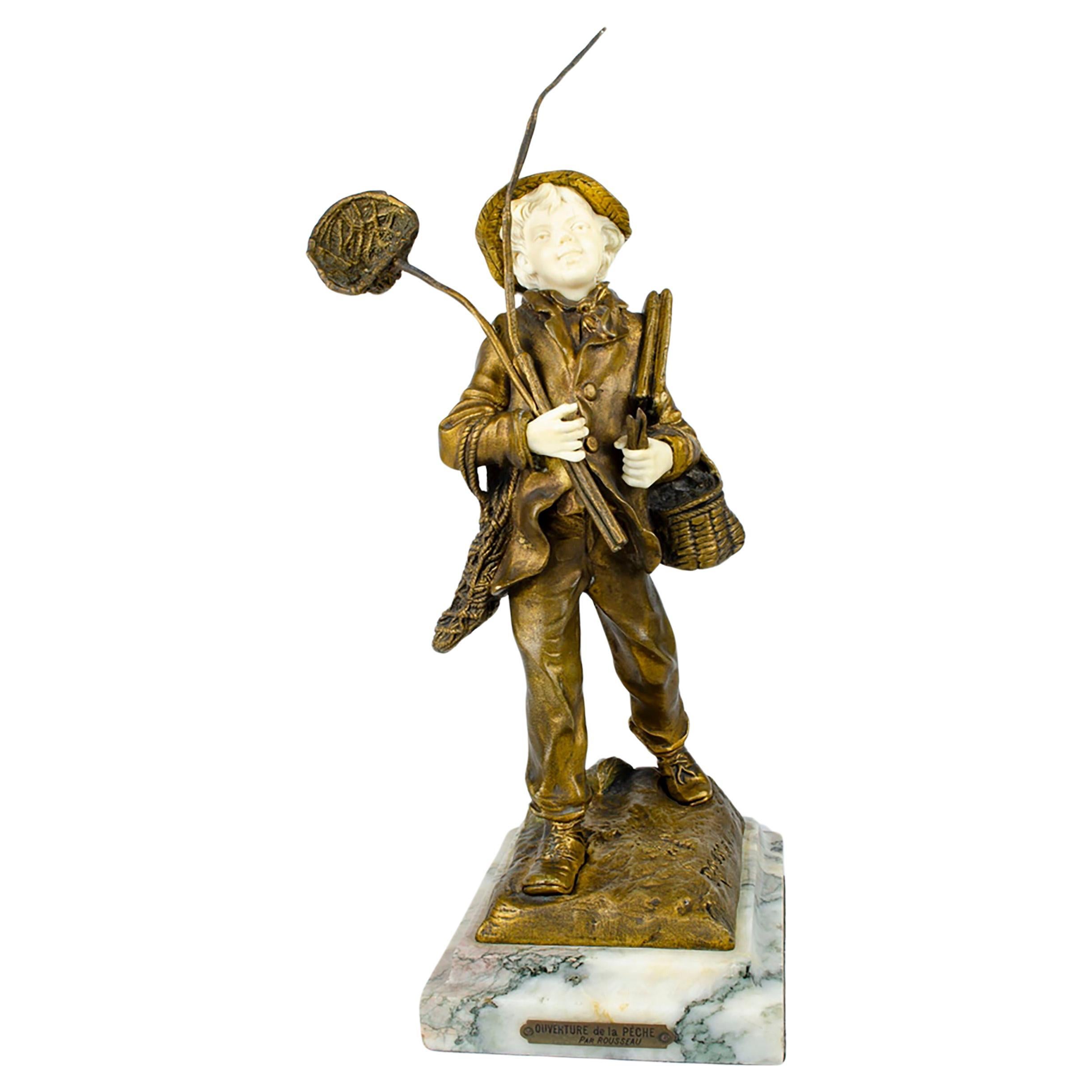 Escultura de bronce "Ouverture de la Peche" firmada Víctor Rousseau For Sale