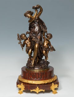 Bronzeschmuck und Sockel aus griottiertem und bronzenem Ormolu, siglo XIX