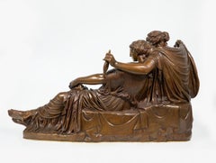 Escultura en bronce patinado, "Moiras", del fundidor F. Barbedienne, siglo XIX