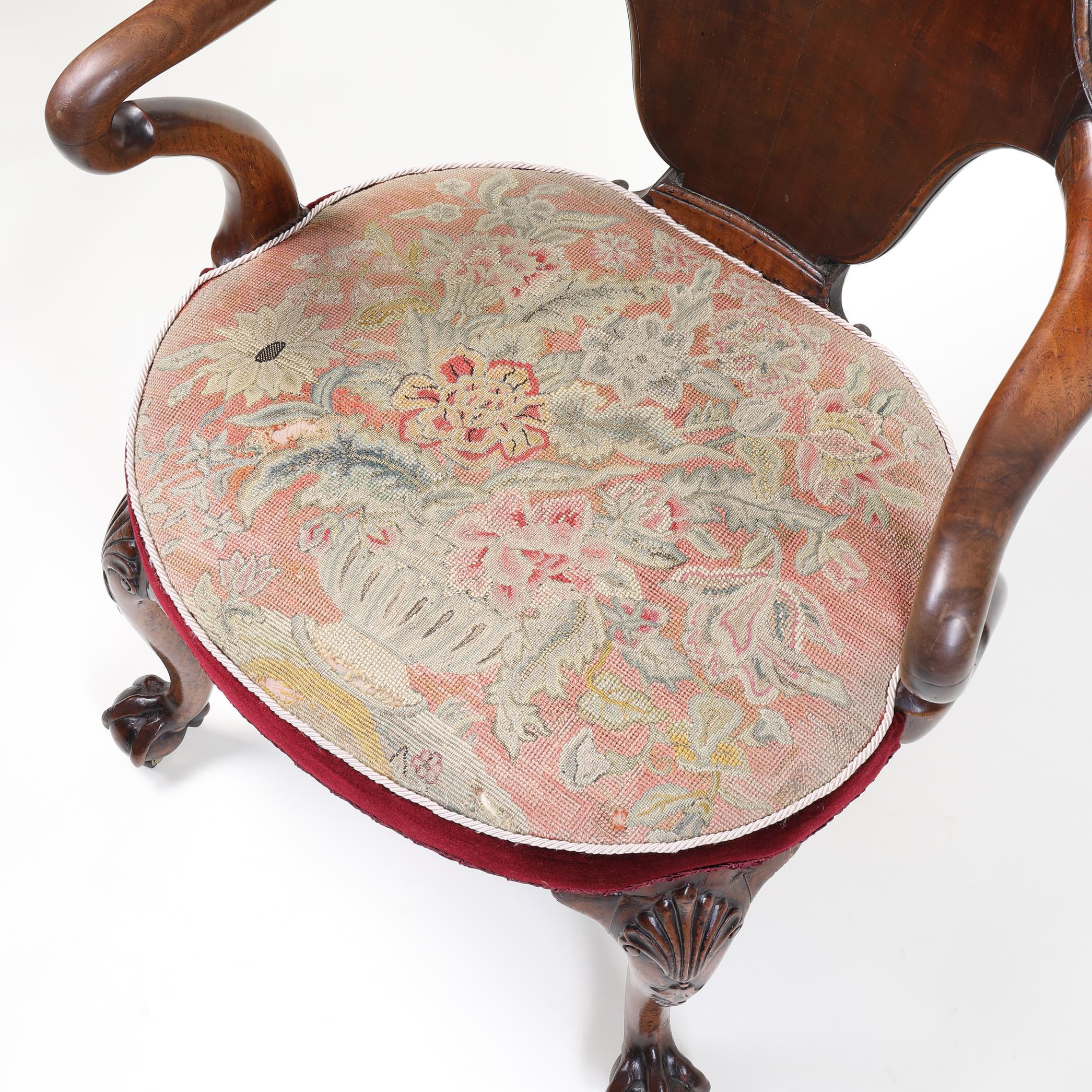 18th Century Escutcheon-Back/Shepherd's Crook Armchair For Sale