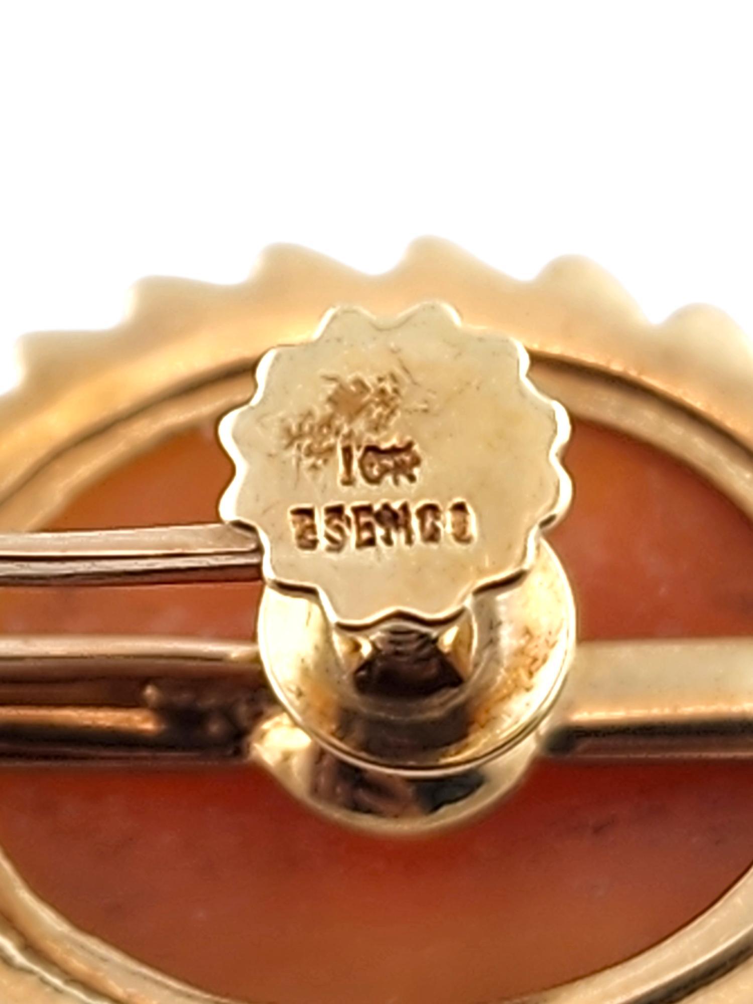 Esemco 10 Karat Yellow Gold Cameo Screw Back Earrings #18570 For Sale 2