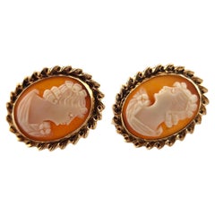 Esemco 10 Karat Yellow Gold Cameo Screw Back Earrings #18570