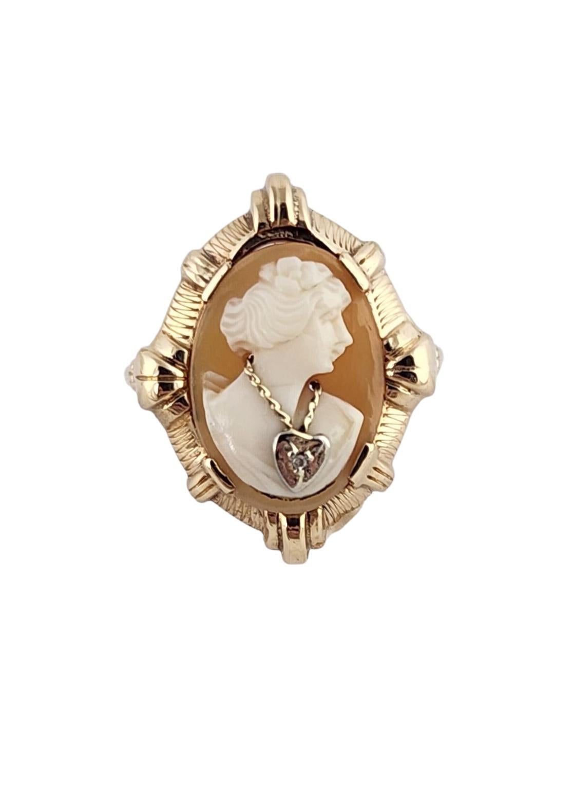 Women's Esemco 10K Yellow Gold and Diamond Cameo Ring Size 5.5 #23863 For Sale