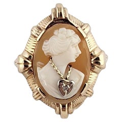 Esemco 10K Yellow Gold and Diamond Cameo Ring Size 5.5 #23863