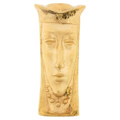 Esemco 14k Yellow Gold Matte Finish Detailed 3D Face Cameo Pin Brooch Pendant