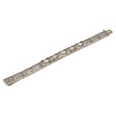 Esemco Art Deco Gold & Platinum Natural Diamond & Sapphire Filigree Bracelet