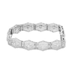 Esemco Bracelet Filigrane Art Déco à charnière en or blanc et platine avec diamant pleine taille