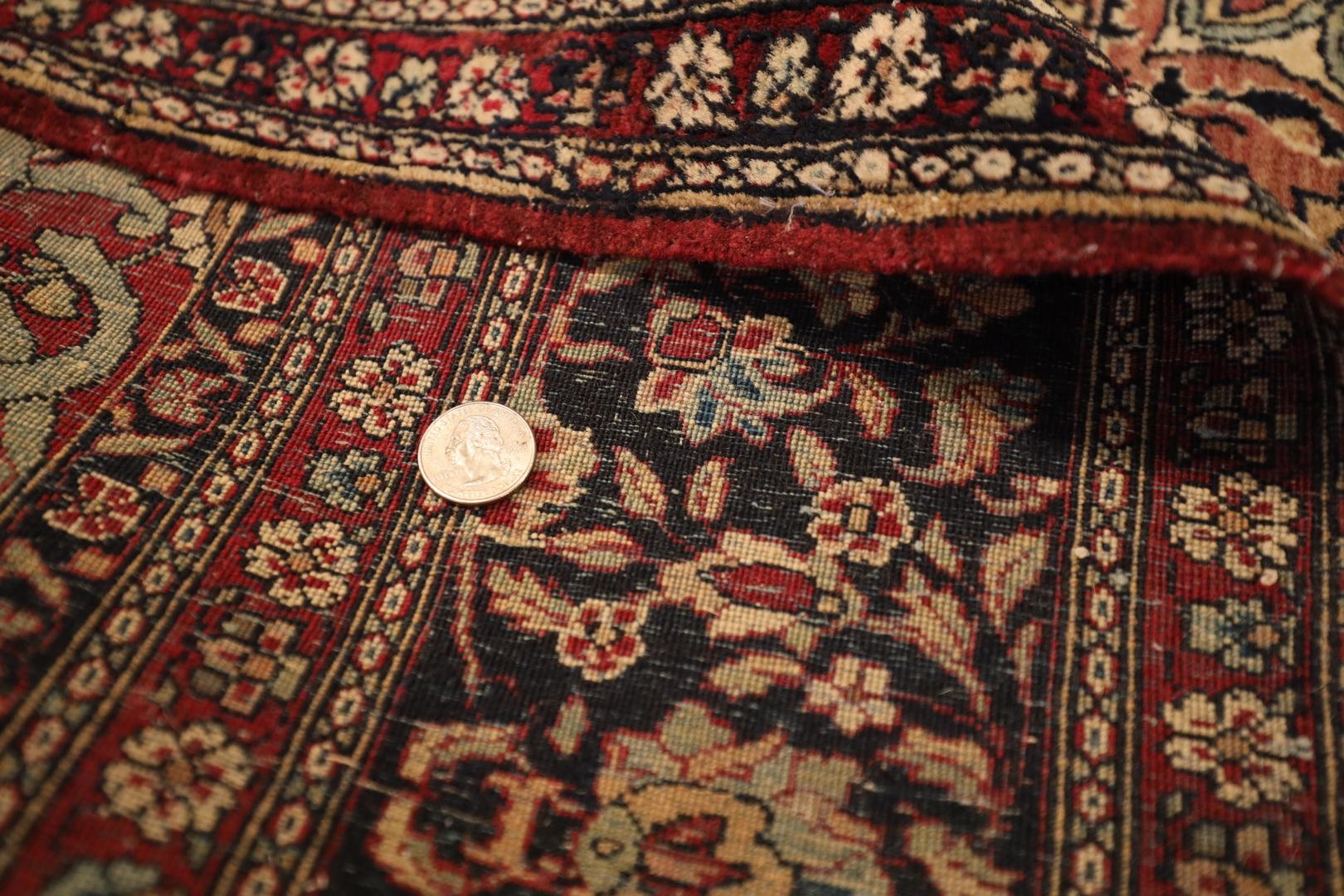 Esfahan Antique Rug, Beige Blue Red Black - 4 x 6 For Sale 1