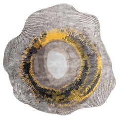 ESFERA - Tapis en soie de forme moderne, touffeté à la main, couleur or, fait main