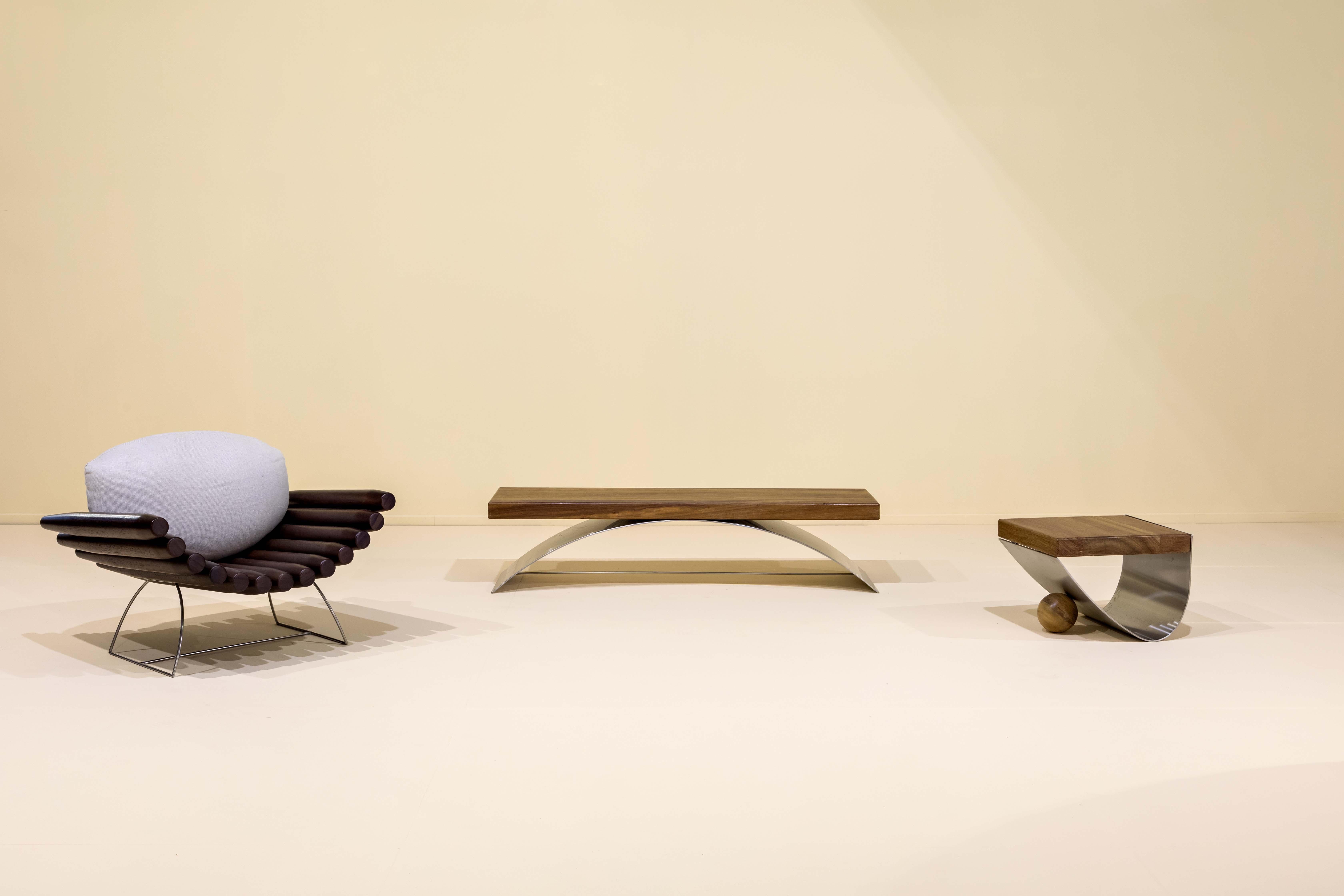 Woodwork Esfera Stool by Rodrigo Ohtake, Brazilian Contemporary Design For Sale