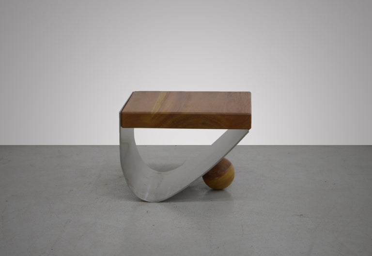 Wood Esfera Stool by Rodrigo Ohtake, Brazilian Contemporary Design For Sale