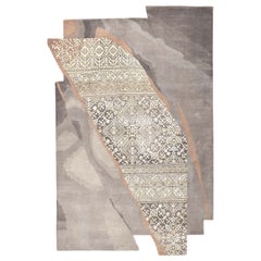 ESHE Tappeto a forma di transizione moderna annodato a mano di colore grigio tan da Hands