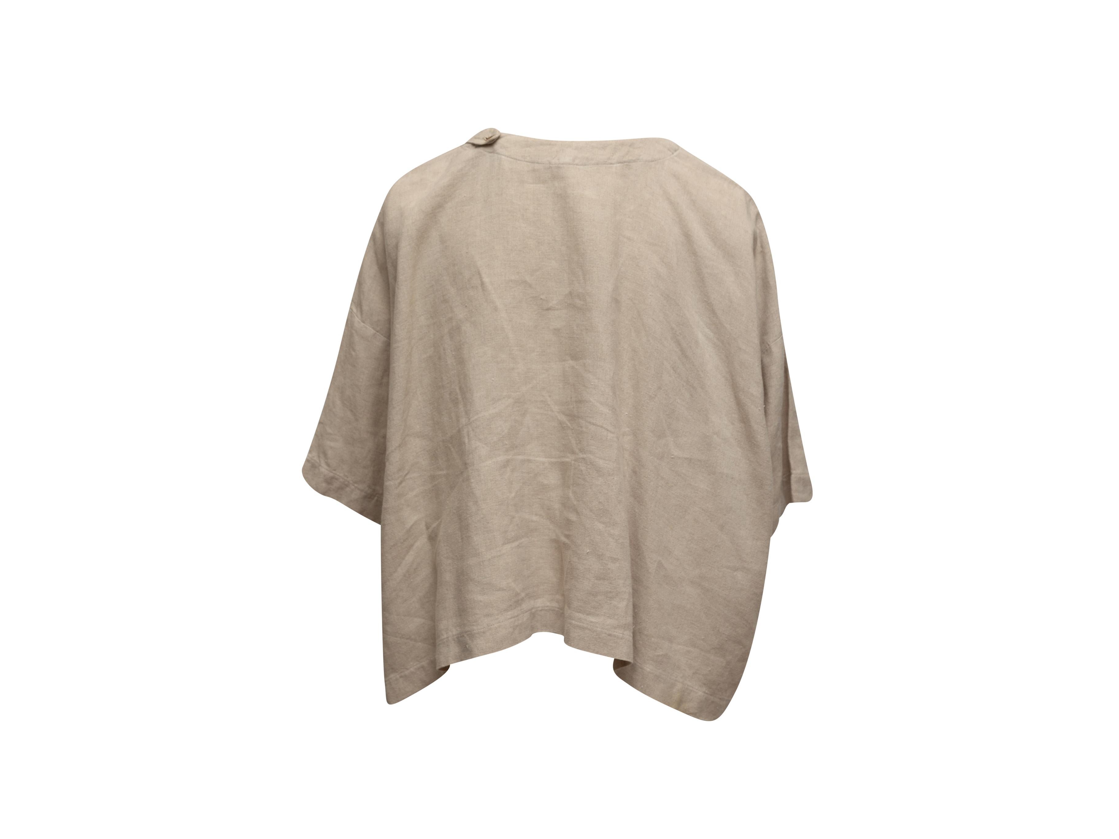 Eskandar Beige Linen Short Sleeve Top In Good Condition In New York, NY