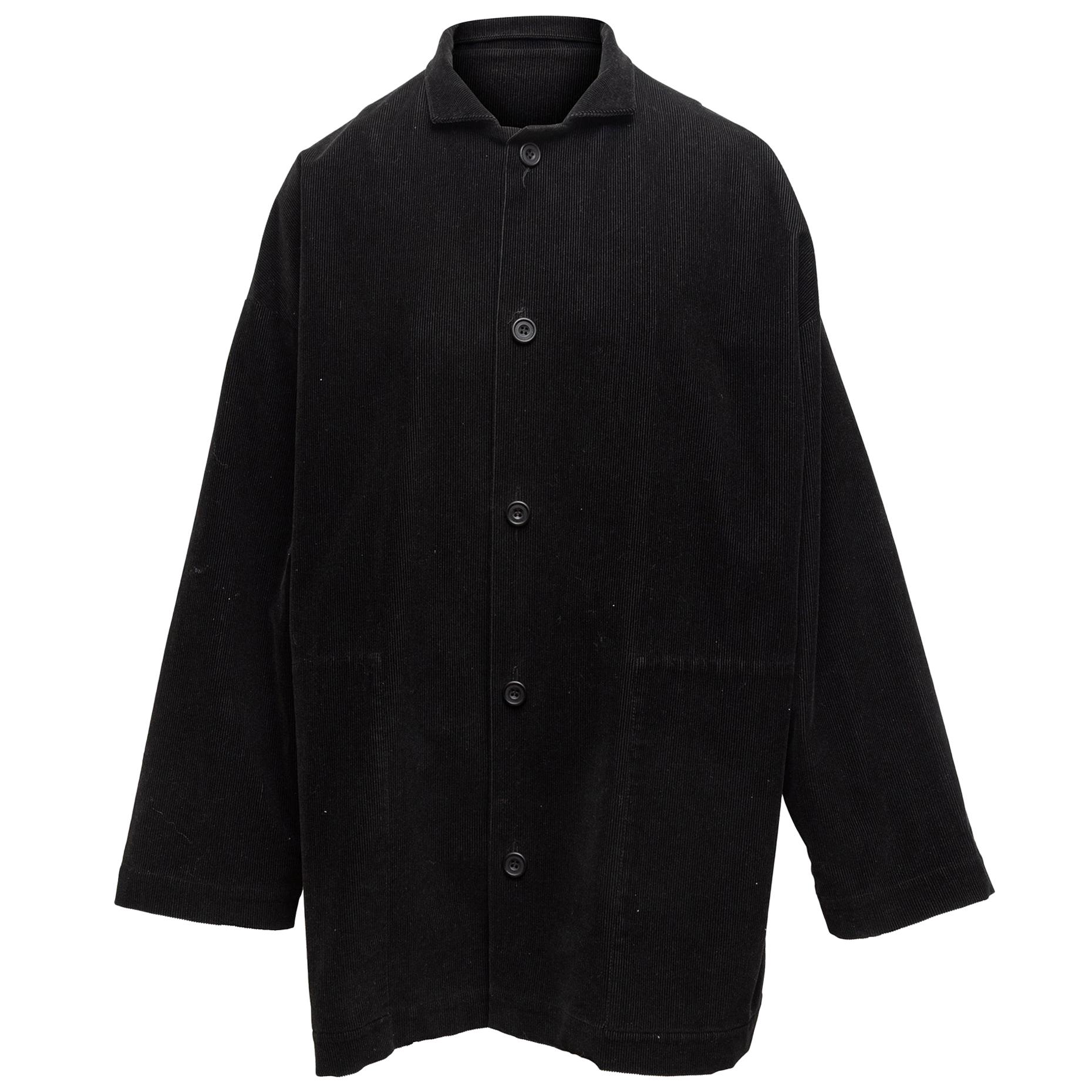 Eskandar Black Corduroy Button-Up Coat