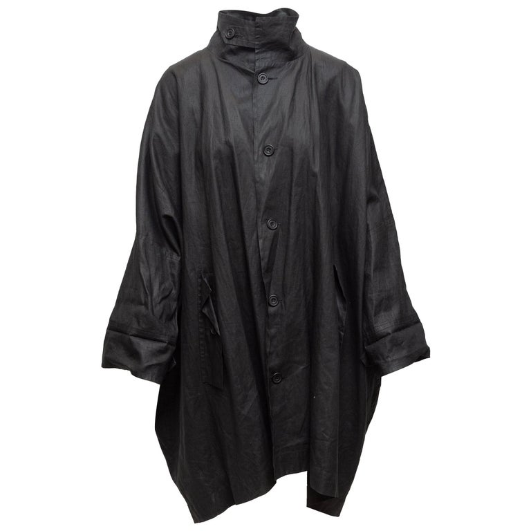 Eskandar Black Lightweight Linen-Blend Coat For Sale at 1stDibs