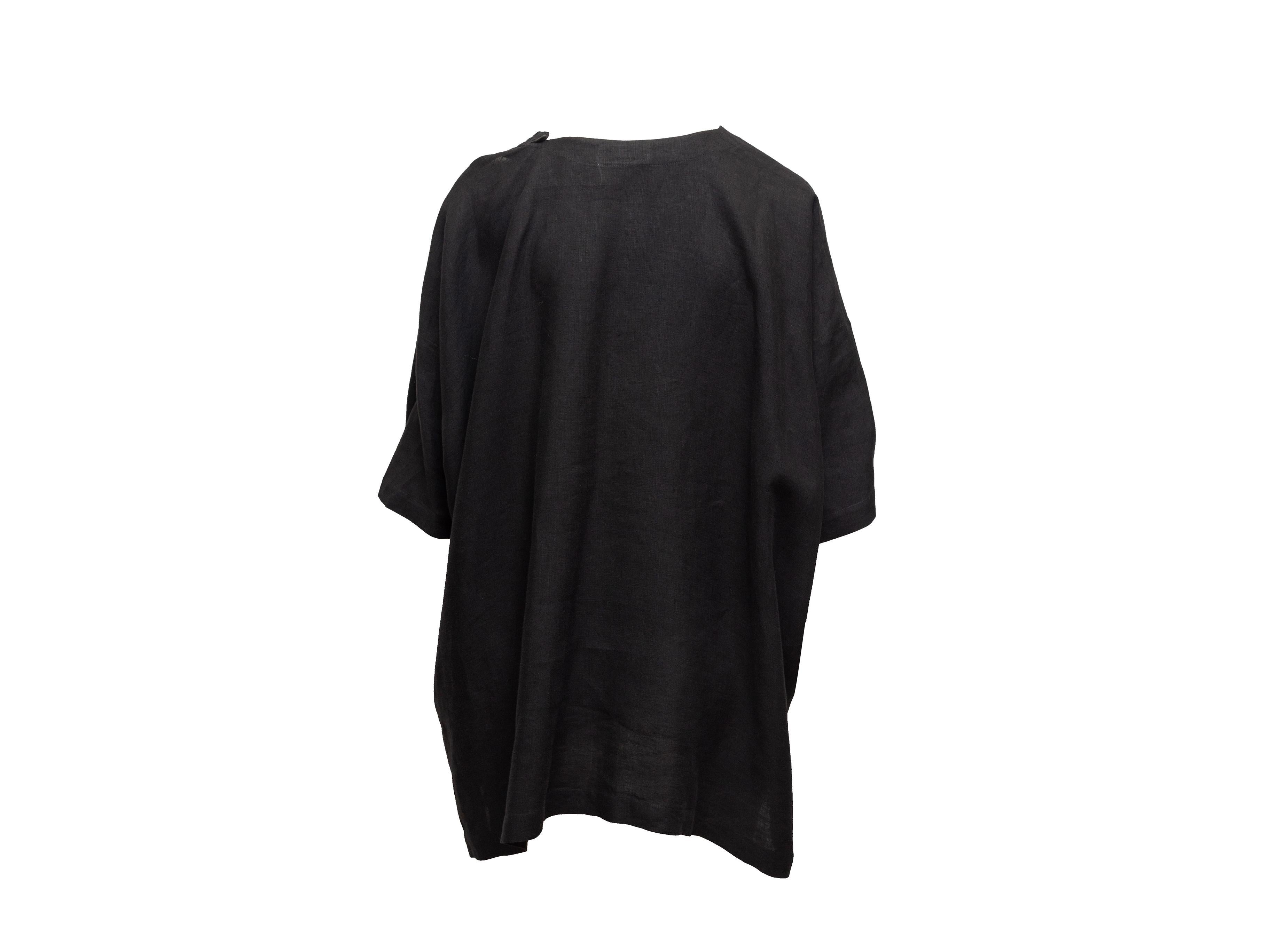 Women's Eskandar Black Linen Oversized Top