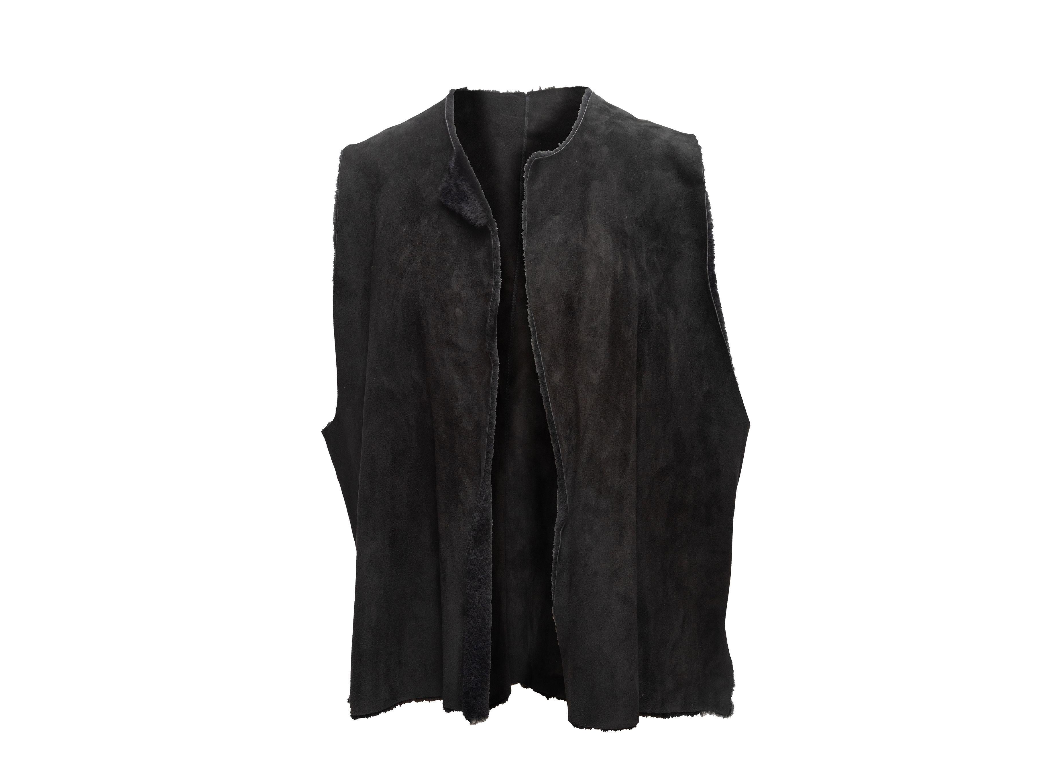 Women's Eskandar Black Shearling Vest