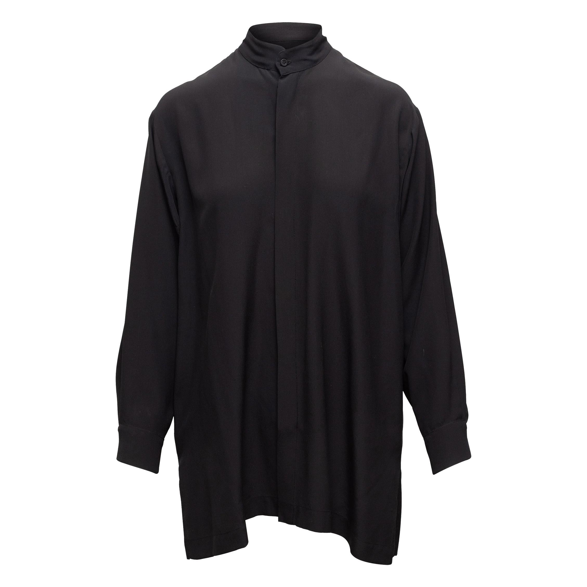 Eskandar Black Silk Button-Up Top